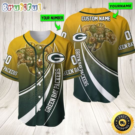 Personalized Green Bay Packers Baseball Jersey, Green Bay Packers Football Jersey