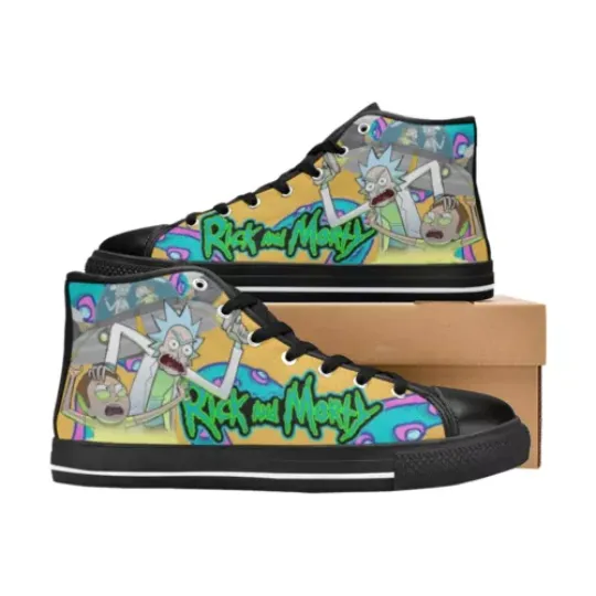 Rick and Rickandmorty Sneakers High Top Canvas Shoes
