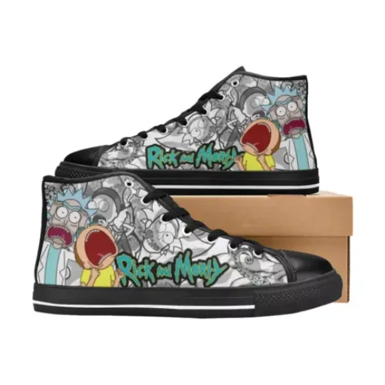 Men's Rick And Rickandmorty Sneakers High Top Canvas Casual Shoes