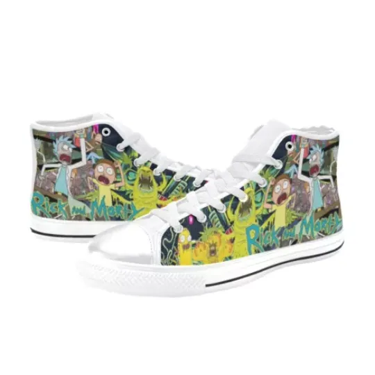 Rick and Rickandmorty Sneakers High Top Canvas Shoes, Rick and Rickandmorty Shoes