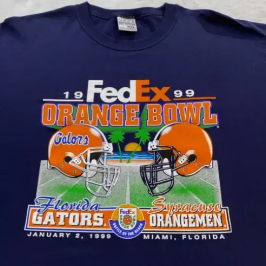 vtg 1999 ORANGE BOWL FLORIDA GATORS T-Shirt syracuse orangemen football 90s
