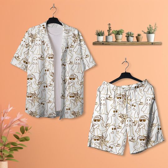 Funny Ghost Middle Finger Hawaiian Shirt - Button Down Shirt - Short Sleeve Shirt - Spooky Gifts - Summer Gifts