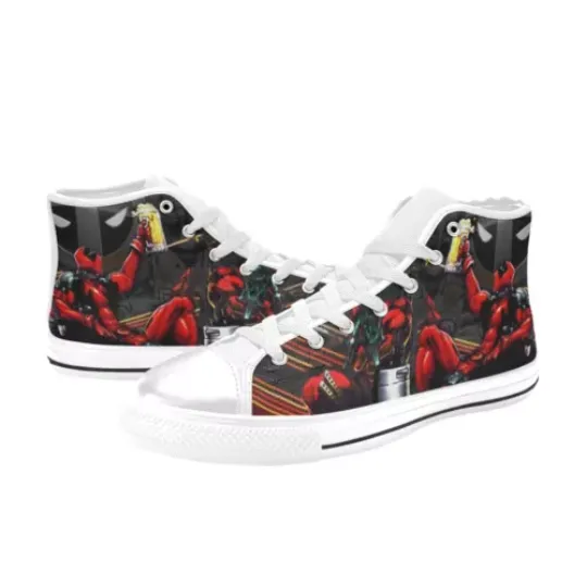 Deadpool Sneakers High Top Canvas Shoes, Deadpool High Top Sneakers