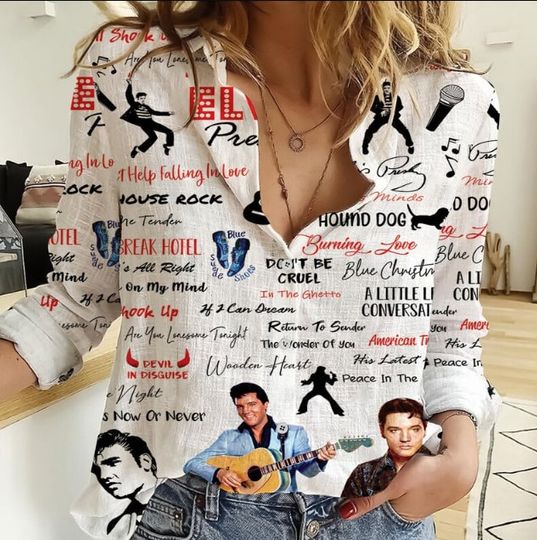Elvis Presley Women's Blouse | International Women's Day Gift | Gift For Girlfriends/Wife/Mother/Granfmom