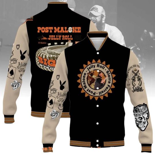 Post Jelly Roll Jacket, Big Ass World Tour Baseball Jacket, Posty 2025 Tour Jacket For Fan, Austin Album Rap Shirt, Retro Posty 90s T-s