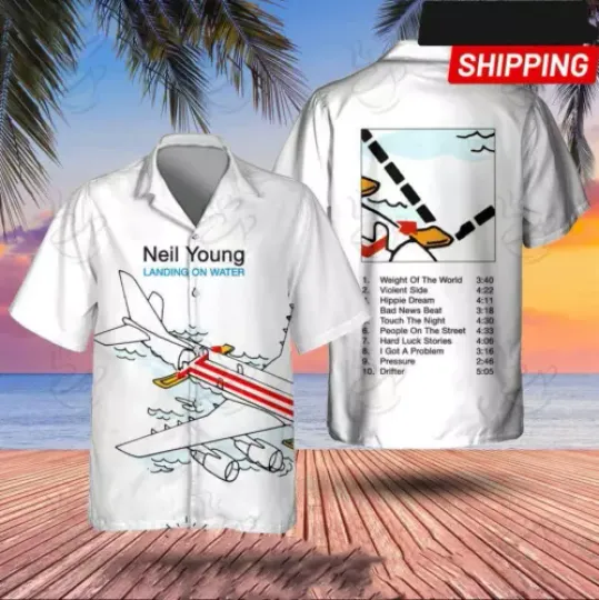 Neil Young Landing On Water Album Cover Hawaiian Shirt