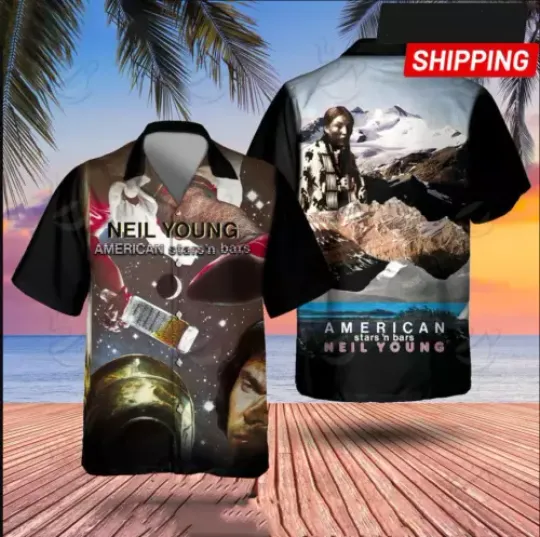 Neil Young American Stars 'n Bars Album Hawaiian Shirt