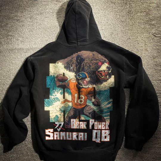 Vintage Caleb Williams Hoodie, Chicago Football T-Shirt, Retro Ukiyo-e Style Sweatshirt, Bears Shirt, Gift for Fans, Japanese Art