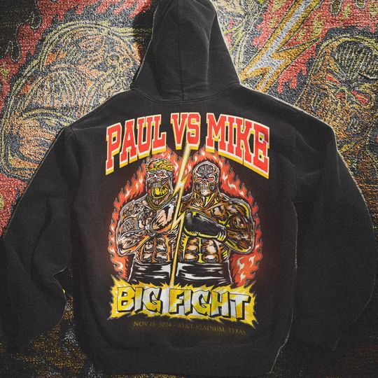 Mike Tyson And Jake Paul Hoodie, Mike Tyson Tee, Vintage Boxing T-Shirt, 2024 AT&T Stadium Collectible, Perfect Gift for Boxing Fans