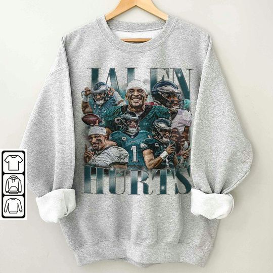 Jalen Hurts Sweatshirt,, Football American Graphic Vintage, Football 90s Bootleg Inspired Gift Fan Unisex Sweatshirt,
