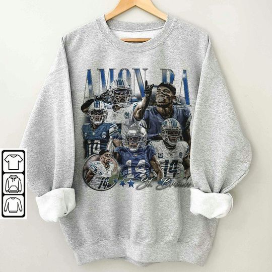 Amon-Ra St. Brown Sweatshirt,, Football American Graphic Vintage, Football 90s Bootleg Gift Fan Unisex Sweatshirt,