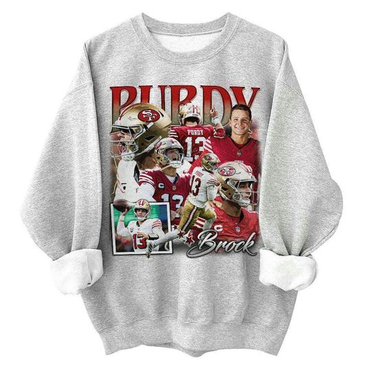 Brock Purdy Sweatshirt,, Football American Graphic Vintage, Football 90s Bootleg Inspired Gift Fan Unisex Sweatshirt,