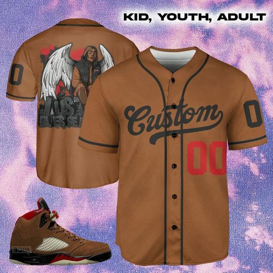 Discover Just Blessed Jersey Custom AJ 5 Archaeo Brown Personalized Baseball Jersey