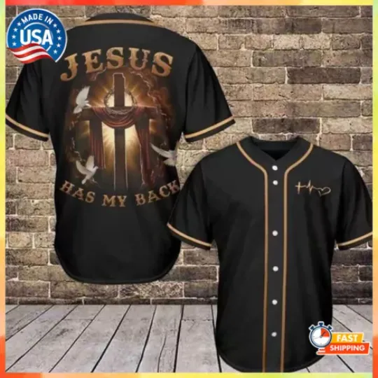 Jesus Has My Back Baseball Jersey Shirt