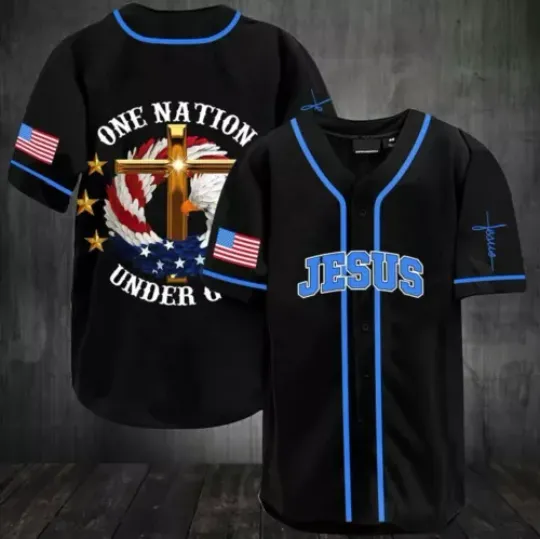 Jesus - One nation under God the Amazing Eagle Baseball Jersey