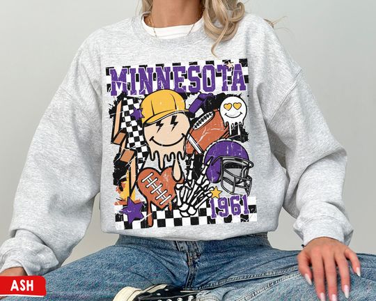 Minnesota Football Crewneck Sweatshirt, Vintage Viking Sweatshirt, The Vikes, Viking Gifts, Retro Groovy Minnesota Sunday Football