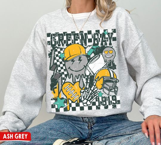 Green Bay Football Crewneck Sweatshirt, Packers Sweatshirt, Retro Groovy Green Bay, Vintage Green Bay Fans Gift