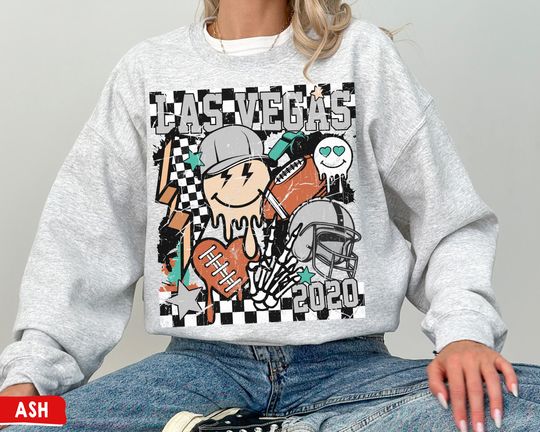 Las Vegas Football Crewneck Sweatshirt, Vintage Raider Sweatshirt, Retro Groovy Las Vegas Game Day, Raider Gifts, Sunday Football