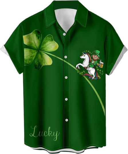 Discover Bowling Shirts for Men Retro Short Sleeve Button Down Shirt Hawaiian Casual Printed Beach Shirt