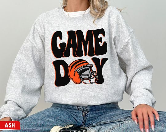 Cincinnati Football Game Day Crewneck Sweatshirt, Bengal Sweatshirt, Sunday Football, Bengal Gifts