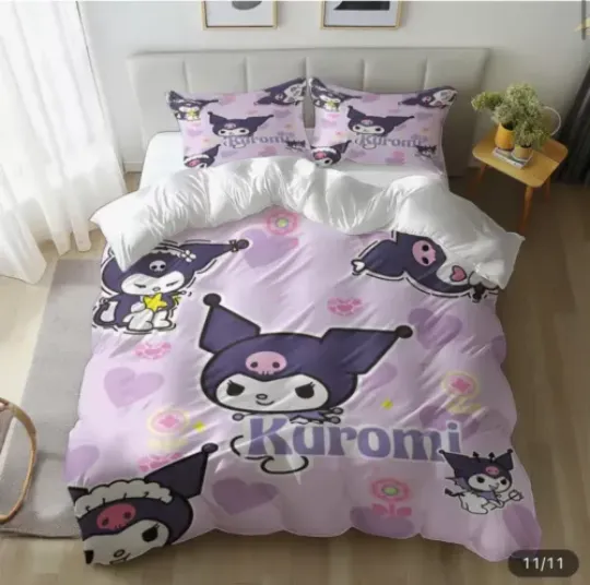 Kuromi Bedding Set Purple Sanrio Kawaii Bedding Set