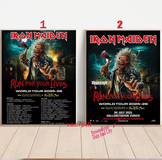 Custom Iron Maiden Announce ‘Run For Your Lives’ World Tour 2025-26 Poster