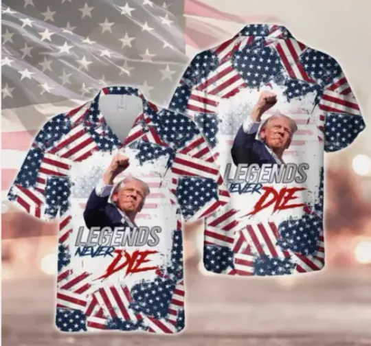 Trump Legends Never Die Hawaiian Shirt, Presidential Election 2024 Trump Shirt1
