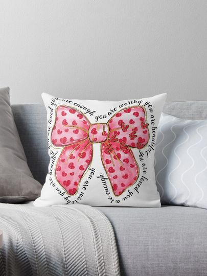Valentine coquette bow Throw  Pillow