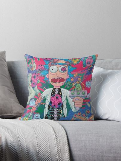 Rick and Rickandmorty trippy adult Throw  Pillow