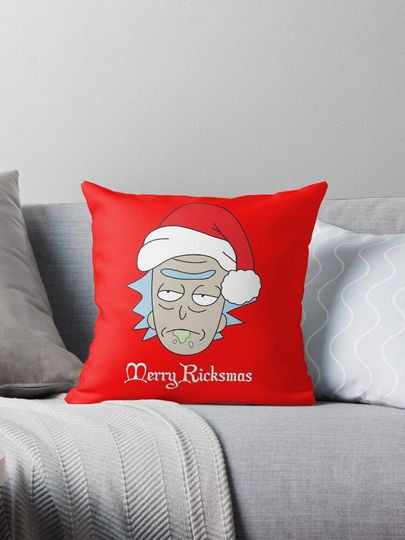 Merry Ricksmas Rick And Rickandmorty  Throw  Pillow