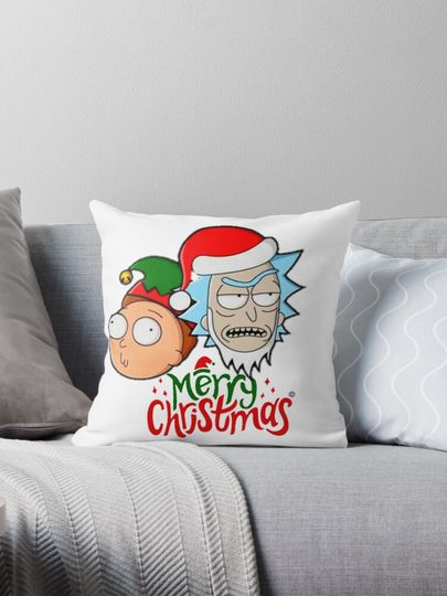 Merry Christmas  Rick And Rickandmorty Throw  Pillow