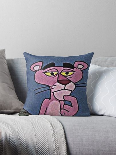 The thinking pink panther Throw  Pillow