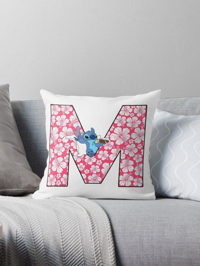 Discover Lilo & Stitch Letter M Throw  Pillow