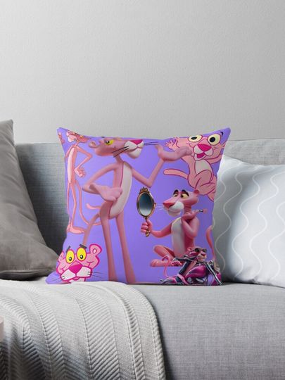 The 3D Pink Panther Print Throw Pillow