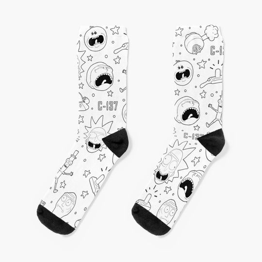 Rick and Rickandmorty pattern Socks