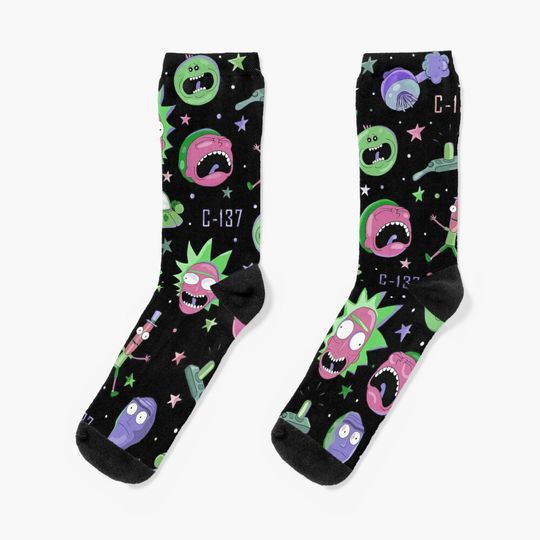 Rick and Rickandmorty pattern Socks