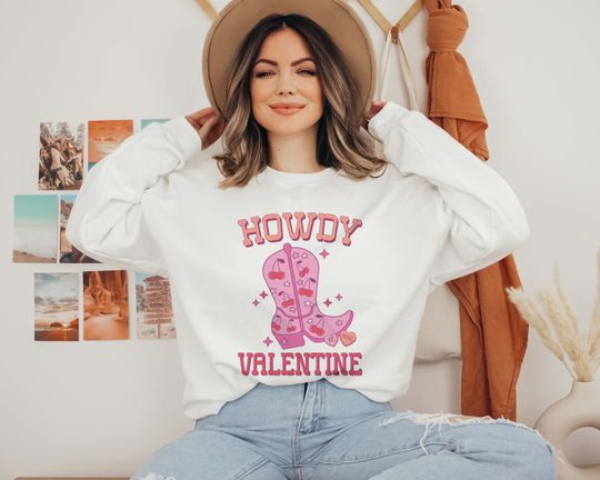 Discover Howdy Valentine Western Sweatshirt, Retro Western Valentine Sweatshirt