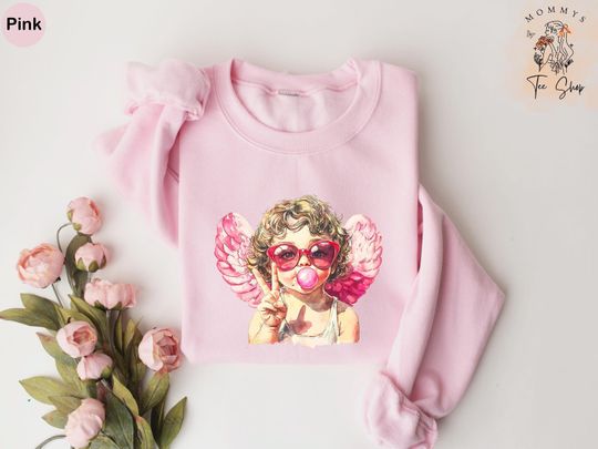 Retro Cupid Valentine's Day Sweatshirt, Cute Valentine's Day Sweatshirt, College Sweatshirt
