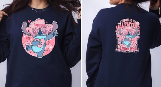 Stitch Valentine Sweatshirt, Stitch Sweatshirt, Stitch 2 Sides Sweatshirt