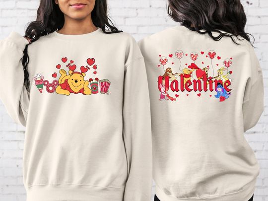 Winnie The Pooh Valentine Sweatshirt, Disneyland Valentine Day Sweatshirt, Cute Pooh Valentine Sweatshirt