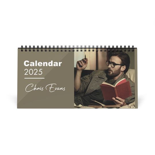 Chris Evans 2025 Desk Calendar | Captain America Monthly Planner | Marvel Actor Gift | Celebrity Calendar