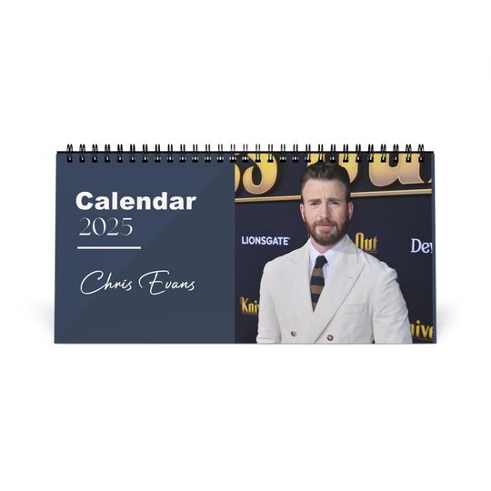 Chris Evans 2025 Desk Calendar | Captain America & Marvel Actor | Celebrity Gift | Office Decor