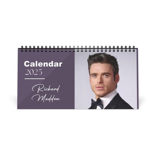 Richard Madden 2025 Desk Calendar | Eternals Actor Monthly Planner | Game of Thrones Gift | Richard Madden Calendar | Office Decor