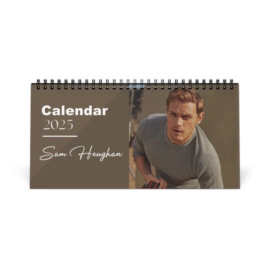 Sam Heughan 2025 Desk Calendar | Outlander Monthly Planner | Jamie Fraser Gift | Scottish Actor Memorabilia | Office Decor