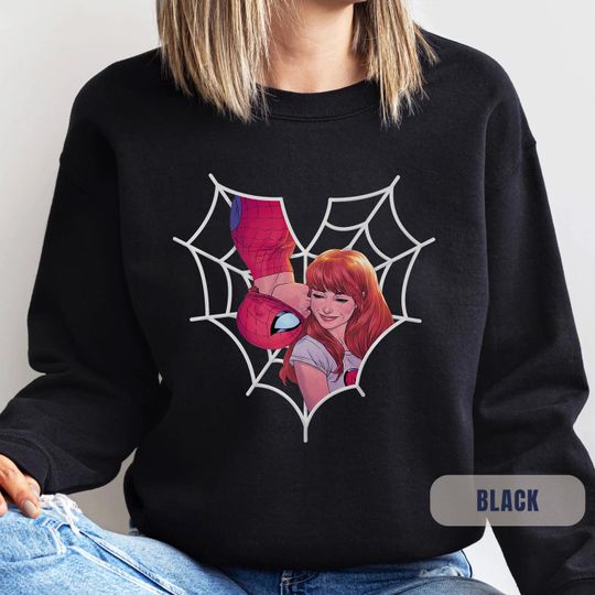 Spiderman Valentines Sweatshirt, Spiderman and Mary Jane Sweatshirt, Valentines Day Sweatshirt