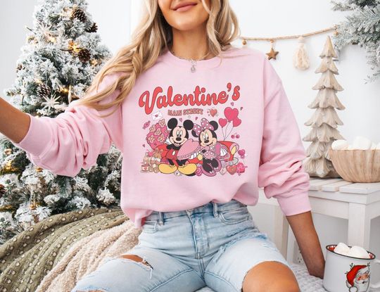 Disney Valentine's Sweatshirt, Disney Minnie Mickey Sweatshirt, Retro Valentine Main Street Sweatshirt
