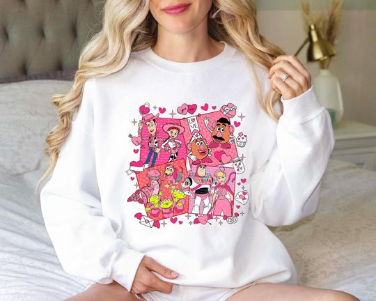 Valentine Toy Story Sweatshirt, Valentine Disney Pink Sweatshirt, Valentine's Day Sweatshirt