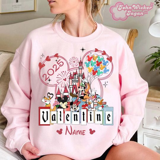 Personalization Disneyland Sweethearts Sweatshirt, Mickey And Friends Valentine Sweatshirt