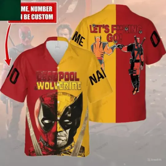 Deadpool x Wolverine Let’s F**king Go Personalized Hawaiian Shirt