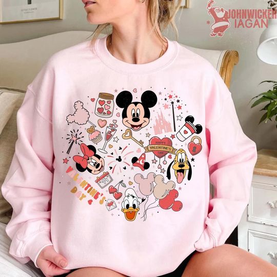 Disneyland Valentines Sweatshirt, Disney Sweethearts Sweatshirt, Mickey And Friends Valentine Sweatshirt
